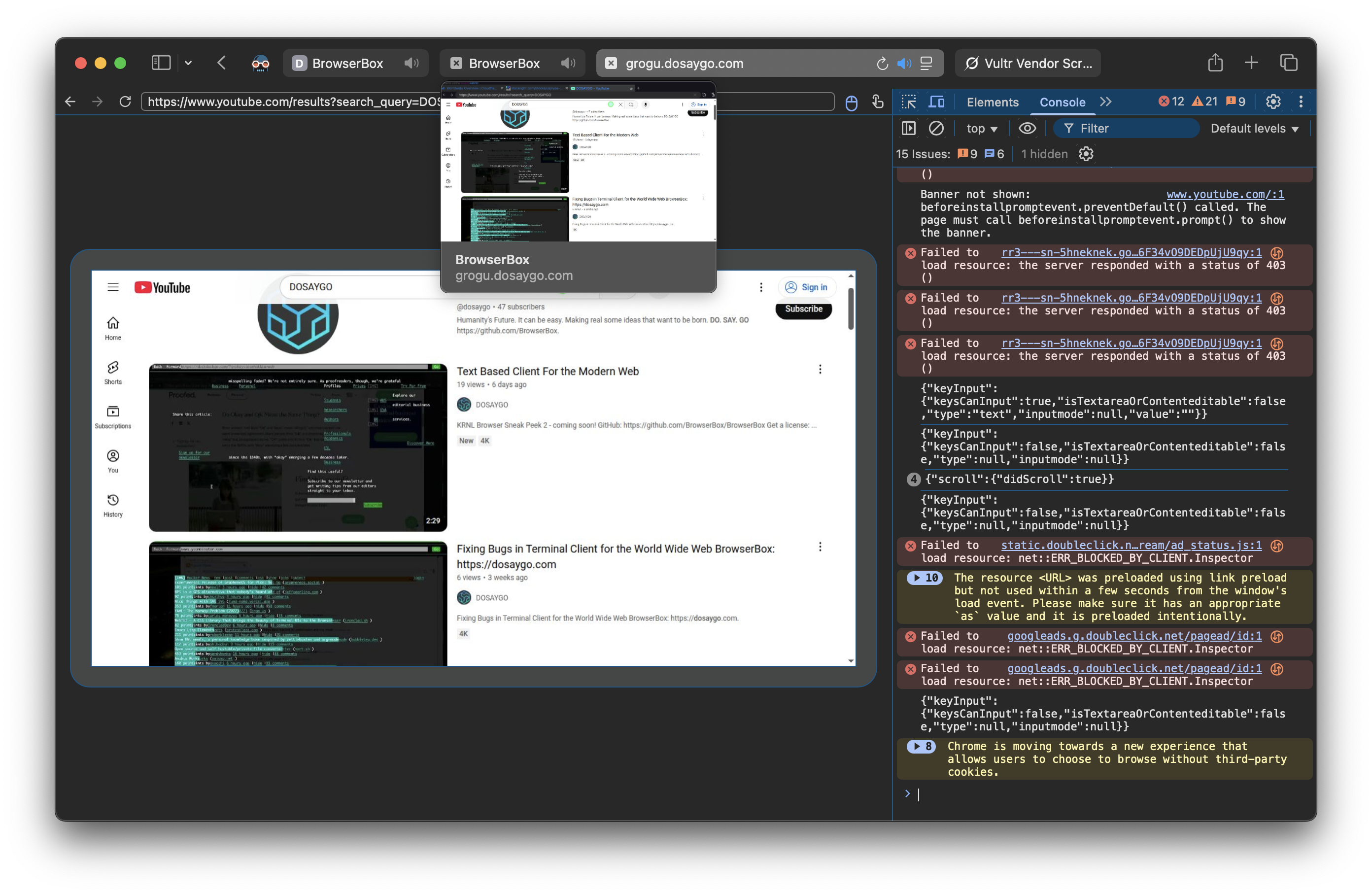 BrowserBox has DevTools like a normal browser